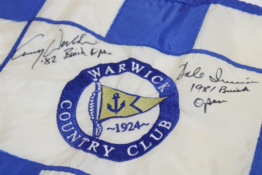 Hale Irwin & Lanny Wadkins Signed Warwick CC Embroidered Course Flag JSA ALOA