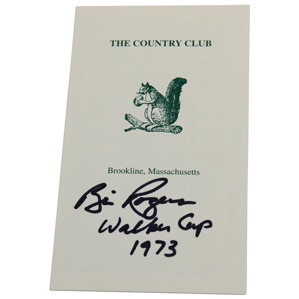 Bill Rogers Signed The Country Club (Brookline) Scorecard w/'Walker Cup 1973' JSA ALOA
