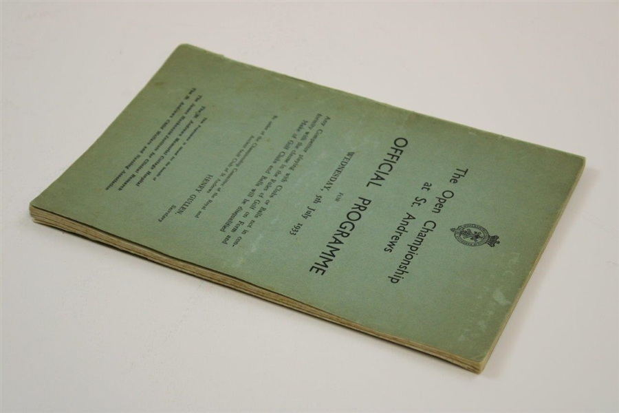 1933 Open Championship at St. Andrews Official Wednesday Program
