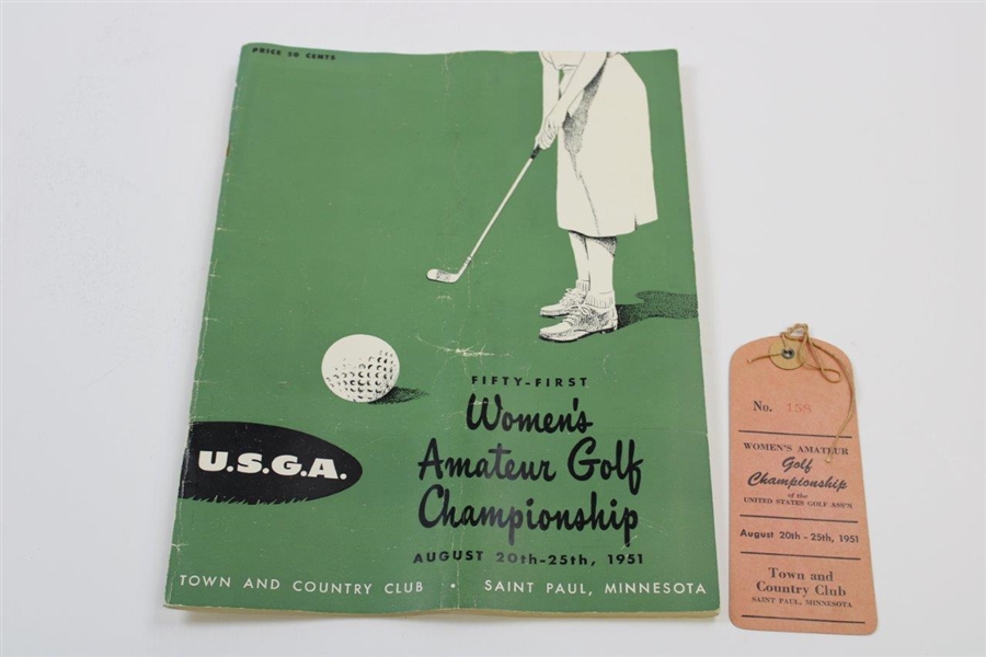 1951 Women's Amateur Golf Championship at Town & Country Club St Paul, MN Program & Ticket