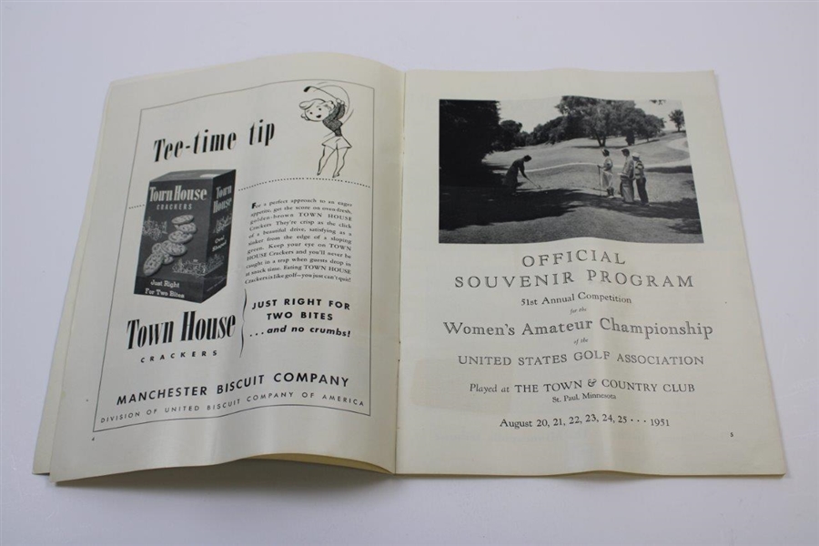 1951 Women's Amateur Golf Championship at Town & Country Club St Paul, MN Program & Ticket