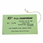 1963 PGA Championship at DAC Country Club Ticket #1184 - Jack Nicklaus Major Win