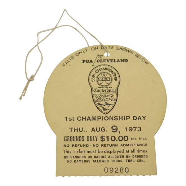 1973 PGA Championship at Canterbury GC Ticket #09280 - Jack Nicklaus Major Win