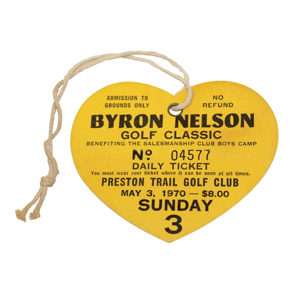 1970 Byron Nelson Classic Ticket #04577 -  Nicklaus Defeats Palmer In Playoff Finale