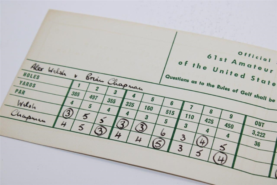 1961 Us Amateur at Pebble Beach Official Scorecard - Jack Nicklaus Win