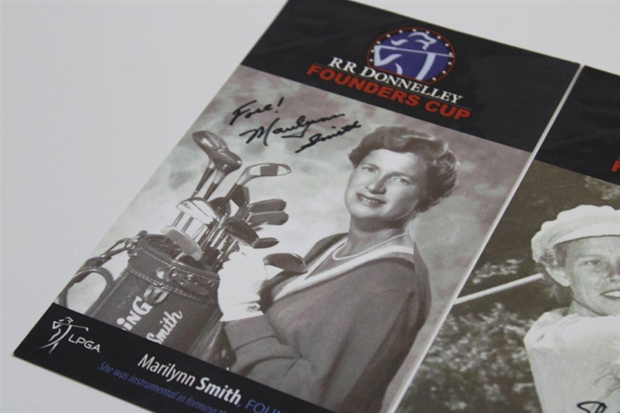Five (5) LPGA Founders Signed Founders Cup Cards - Suggs, Romack, Smith, Spork & Bell JSA ALOA