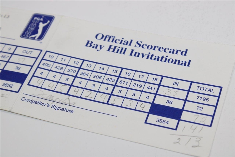 Dudley Hart Signed 1999 Bay Hill Inv. 3rd Rd Scorecard with Phil Mickelson Marker