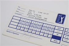 Colin Montgomerie Signed 1999 Bay Hill Inv. 3rd Rd Scorecard with Payne Stewart Marker