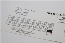 Nick Faldo Signed 1999 Honda Classic 2nd Rd Scorecard with Mark Calceveccia Marker