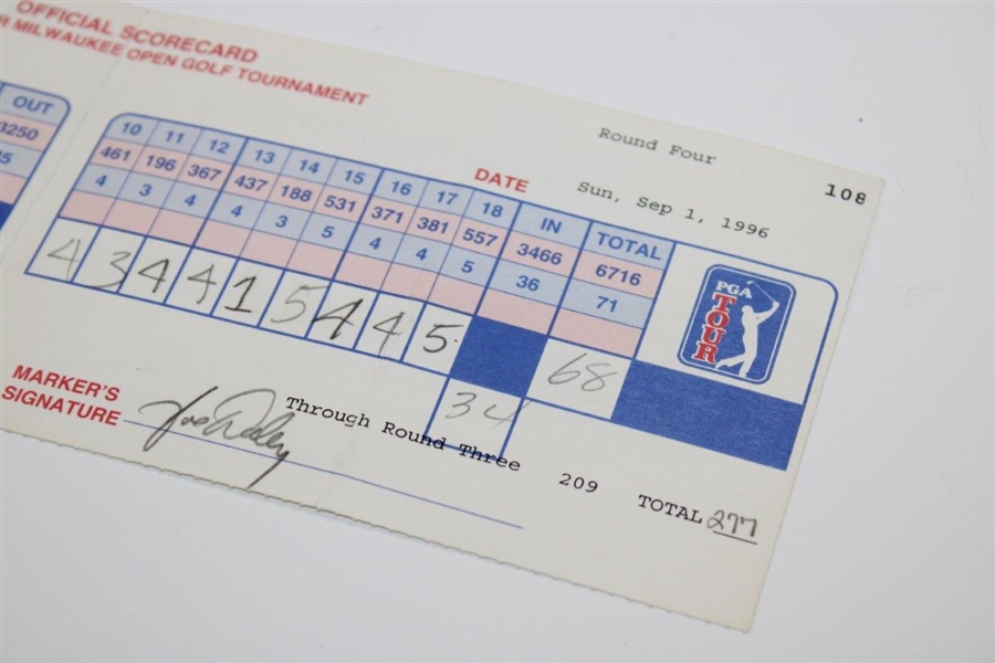 Tiger Woods' Pro Debut 1996 GMO Hole-in-One Sunday Official PGA USED Scorecard!
