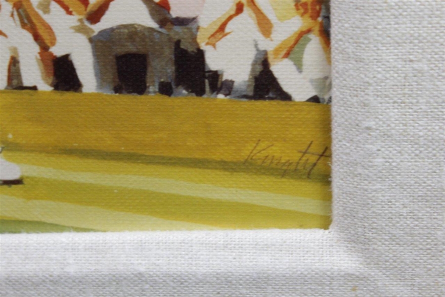 Jack Nicklaus 1975 Masters Raising Putter Canvas Print by Artist Robert Knight - Framed