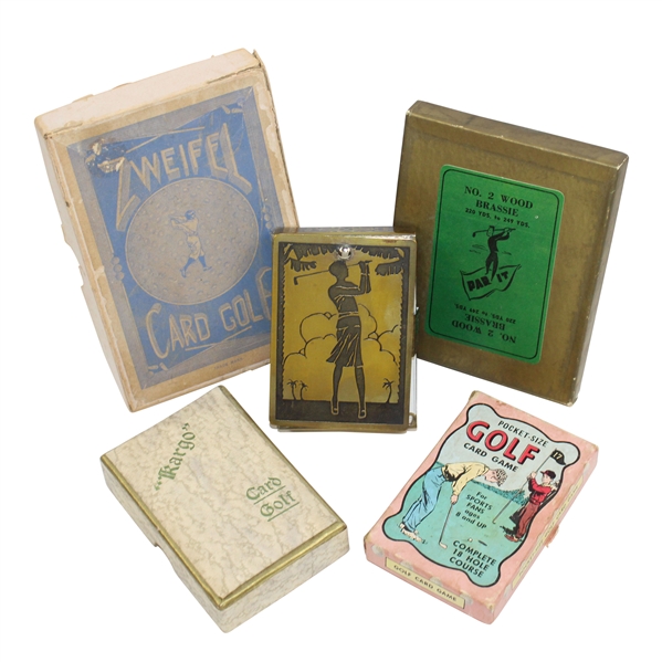 Five(5) Golf Themed Card Games With Decorative Card Box