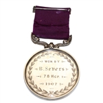 1907 Silver Plated Medal & Ribbon Presented by Penang GC Won by B. Severs