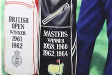 Arnold Palmer with Augusta National Clubhouse & Major Wins Golf Bags Print