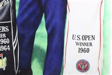 Arnold Palmer with Augusta National Clubhouse & Major Wins Golf Bags Print