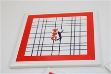 Payne Stewart's Three (3) TPC Red/White/Blue Ceramic Frankie Welch Trivets