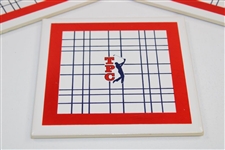 Payne Stewart's Three (3) TPC Red/White/Blue Ceramic Frankie Welch Trivets
