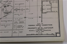 Early 1930's 3 Piece Map Of Possible Water Connections To Property Of R. L. Nafziger May 17, 1930 - Wendell Miller Collection