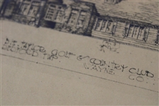 Early 1930's P. T. Taylor Golf & Country Club Hand Drawn Clubhouse Plan - Wendell Miller Collection