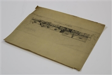 Early 1930's P. T. Taylor Golf & Country Club Hand Drawn Clubhouse Plan - Wendell Miller Collection