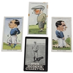 Three (3) Churchman's Cigarette Golf Cards (Hagen x2 & Vardon) with Tait Ogden Card