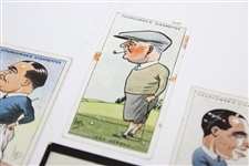 Three (3) Churchman's Cigarette Golf Cards (Hagen x2 & Vardon) with Tait Ogden Card