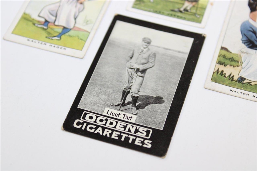 Three (3) Churchman's Cigarette Golf Cards (Hagen x2 & Vardon) with Tait Ogden Card