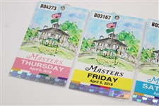 2018 Masters Full Tournament Day Ticket Set - Thursday, Friday, Saturday & Sunday