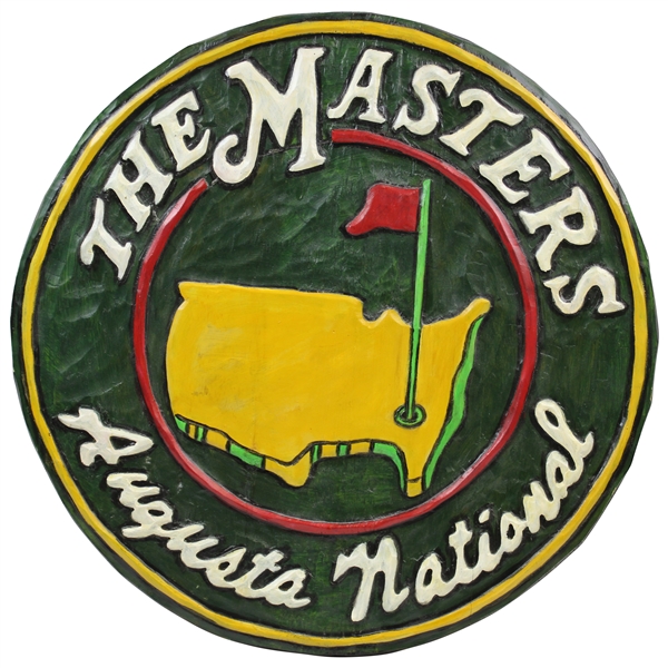 The Masters Augusta National Hand Carved Painted Round Wooden Sign - Folk Art