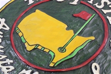 The Masters Augusta National Hand Carved Painted Round Wooden Sign - Folk Art