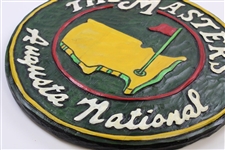 The Masters Augusta National Hand Carved Painted Round Wooden Sign - Folk Art