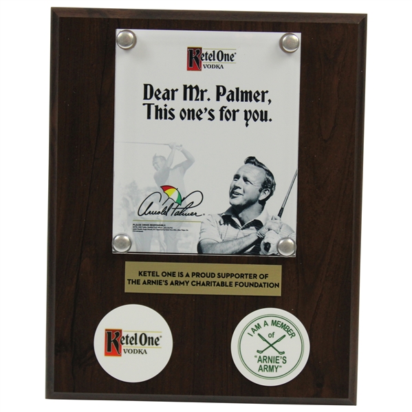 Arnold Palmer Ketel One Vodka Arnies Army Charitable Foundation Plaque in Box