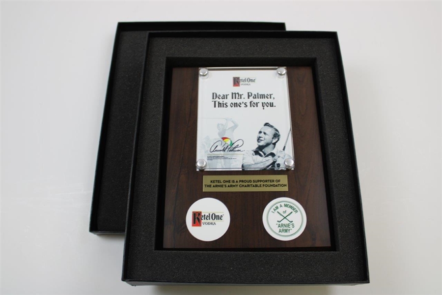 Arnold Palmer Ketel One Vodka Arnies Army Charitable Foundation Plaque in Box