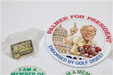 Seven (7) Various Arnies Army Arnold Palmer Pin Backs - Unique