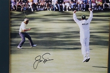 Jack Nicklaus Signed 1986 Scorecard Deluxe Presentation w/Putter Raise Photo - Framed JSA ALOA
