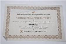 Jack Nicklaus Signed 1986 Scorecard Deluxe Presentation w/Putter Raise Photo - Framed JSA ALOA