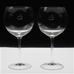 Pair of Augusta National Golf Club Members Logo Red Wine Glasses