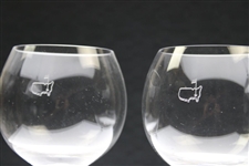 Pair of Augusta National Golf Club Members Logo Red Wine Glasses