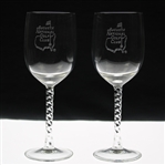 Pair of Augusta National Golf Club Members Logo White Wine Glasses