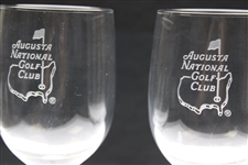 Pair of Augusta National Golf Club Members Logo White Wine Glasses