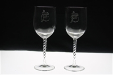 Pair of Augusta National Golf Club Members Logo White Wine Glasses