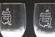 Pair of Augusta National Golf Club Members Logo White Wine Glasses