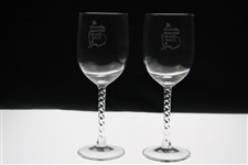 Pair of Augusta National Golf Club Members Logo White Wine Glasses