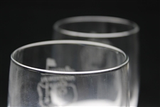 Pair of Augusta National Golf Club Members Logo White Wine Glasses