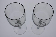 Pair of Augusta National Golf Club Members Logo White Wine Glasses