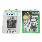 2001 & 2002 Masters Tournament SERIES Badges - Tiger Woods Wins