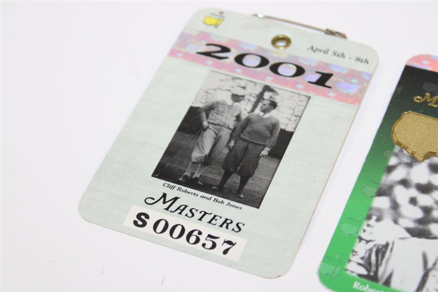 2001 & 2002 Masters Tournament SERIES Badges - Tiger Woods Wins