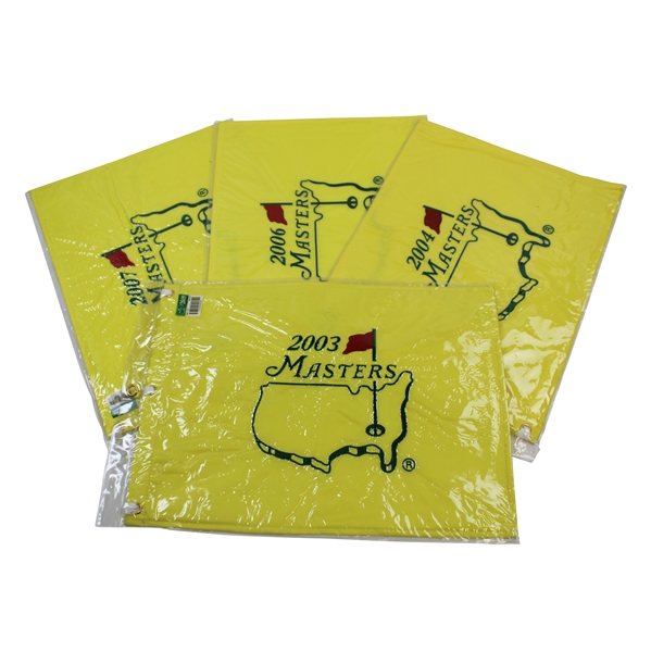 2003, 2004, 2006 & 2007 Masters Tournament Embroidered Flags in Original Packages