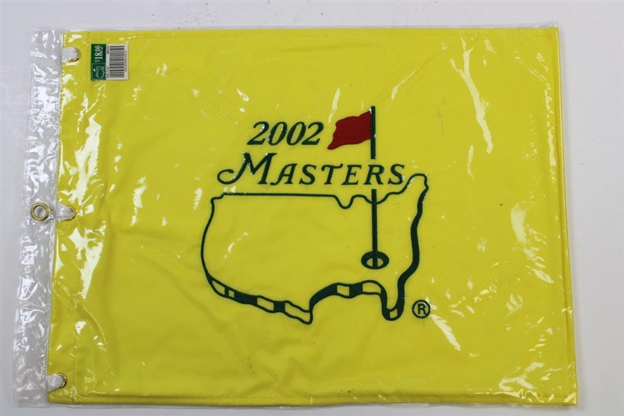 2001 & 2002 Masters Tournament Embroidered Flags in Original Packages - Tiger Wins