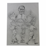 Original Gene Sarazen 'Grand Slam' Pencil on Paper Study Sketch by Artist Robert Fletcher